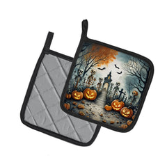 Skeleton Spooky Halloween Pair of Pot Holders
