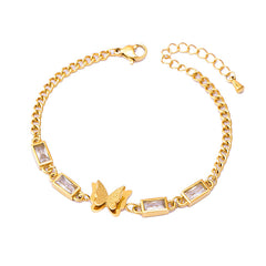 Fashion Frosted Butterfly Bracelet with Rectangular Zircon