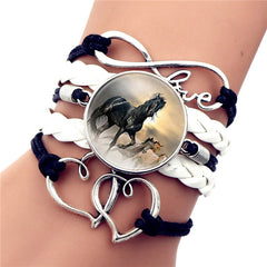 Black Horse Gemstone Vintage Braided Bracelet