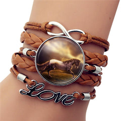 Black Horse Gemstone Vintage Braided Bracelet