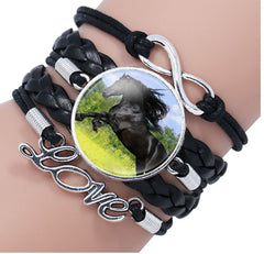 Black Horse Gemstone Vintage Braided Bracelet