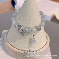 Cat Eye Stone Butterfly Bracelet - Stylish Gray Moonstone