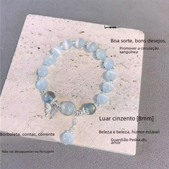 Cat Eye Stone Butterfly Bracelet - Stylish Gray Moonstone