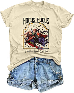 Sanderson Sister Shirts Women Halloween Shirt Tops Hocus Pocus Tshirt Casual Halloween Party Tees Cream