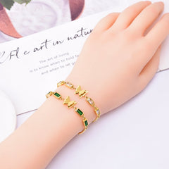 Fashion Frosted Butterfly Bracelet with Rectangular Zircon