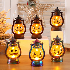 Vintage Halloween Pumpkin Lantern with LED Candle