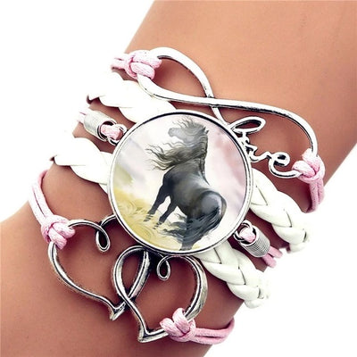 Black Horse Gemstone Vintage Braided Bracelet