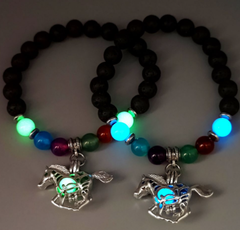 Natural Volcanic Rock Luminous Horse Bracelet for Halloween