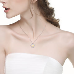 Heart Pendant, Gold-Plated Horse Head, 925 Silver Necklace