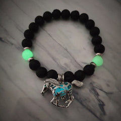 Natural Volcanic Rock Luminous Horse Bracelet for Halloween