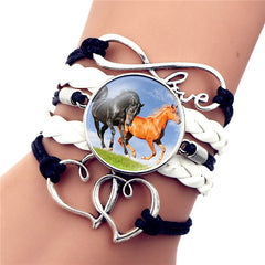 Black Horse Gemstone Vintage Braided Bracelet