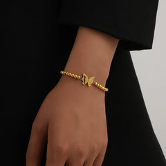 Trendy Double-layer Frosted Butterfly Bracelet in Steel