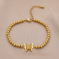 Trendy Double-layer Frosted Butterfly Bracelet in Steel