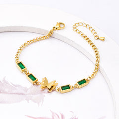 Fashion Frosted Butterfly Bracelet with Rectangular Zircon