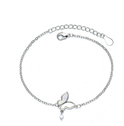 925 Silver Butterfly Bracelet with Diamond Accents (One Piece)