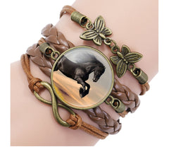 Black Horse Gemstone Vintage Braided Bracelet