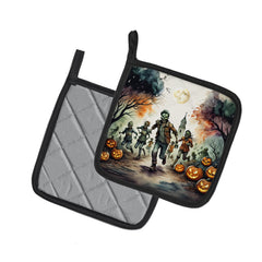 Zombies Spooky Halloween Pair of Pot Holders