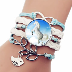 Black Horse Gemstone Vintage Braided Bracelet