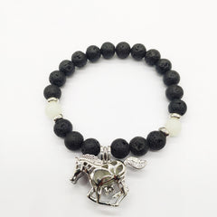 Natural Volcanic Rock Luminous Horse Bracelet for Halloween
