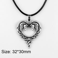 Heart Horsehead Pendant Necklace, Double Horse Necklace