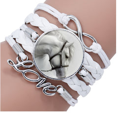 Black Horse Gemstone Vintage Braided Bracelet