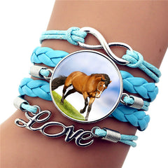 Black Horse Gemstone Vintage Braided Bracelet